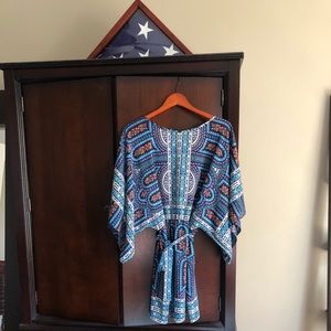 BCBGMaxazria multi-color dress. Tie waist.